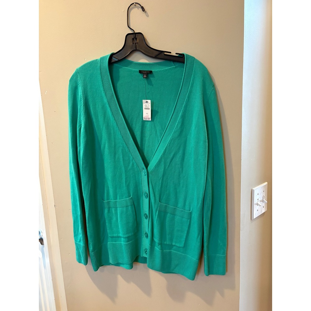 Talbots Green V-Neck Button Front Cardigan Sweater XS NWT 373645